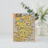 Ancienne carte d'Irlande sur carte postale (Debout devant)