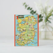 Ancienne carte d'Irlande sur carte postale (Debout devant)