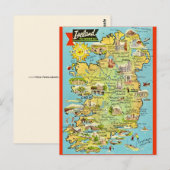 Ancienne carte d'Irlande sur carte postale (Devant / Derrière)