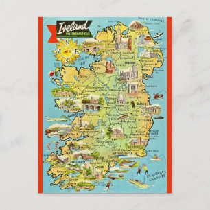 Ancienne carte d'Irlande sur carte postale