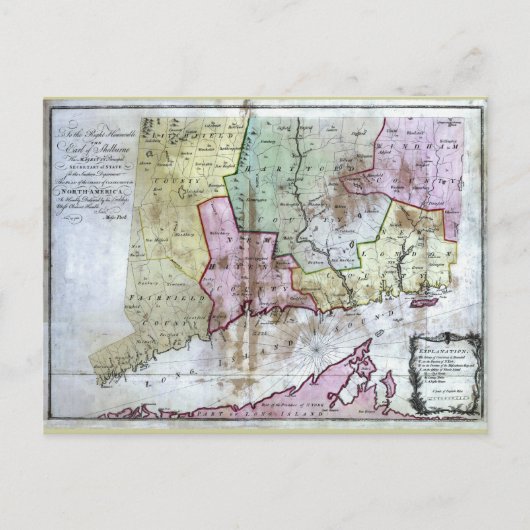 Ancienne carte du Connecticut 1766 (Devant)