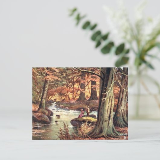 Ancienne carte postale - Automne (Debout devant)