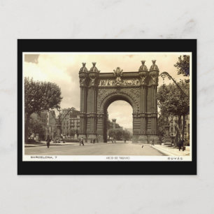 Ancienne carte postale, Barcelone, Arco de Triunfo