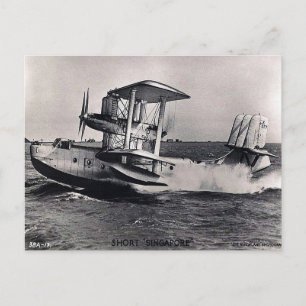 Ancienne carte postale - Bateau volant Singapour