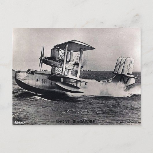 Ancienne carte postale - Bateau volant Singapour (Devant)