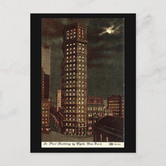 Ancienne carte postale, bâtiment St Paul, New York (Devant)