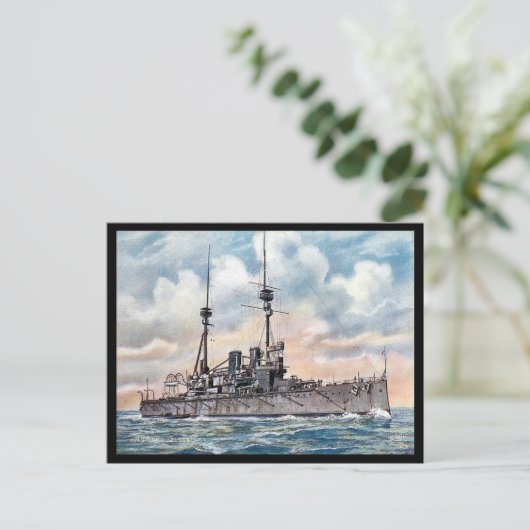 Ancienne carte postale - Battleship HMS Lord Nelso (Debout devant)