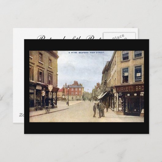 Ancienne carte postale, Bedford High Street (Devant / Derrière)
