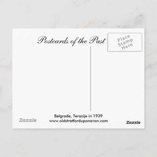 Ancienne carte postale, Belgrade, Terazije en 1939 (Dos)