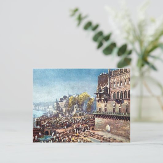 Ancienne carte postale - Bénarès (Varanasi), Inde (Debout devant)