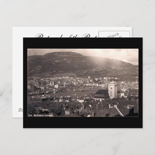 Ancienne carte postale, Bergen, Norvège (Devant / Derrière)