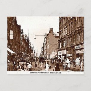 Ancienne carte postale, Birmingham, Corporation St