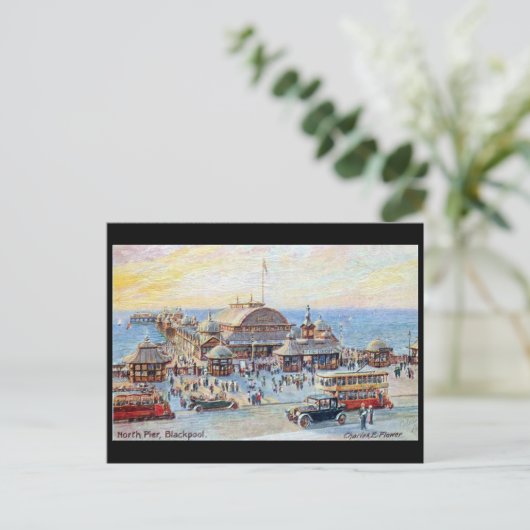 Ancienne carte postale - Blackpool, jetée nord (Debout devant)