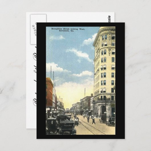 Ancienne carte postale, Broughton St, Savannah, Gé (Devant / Derrière)