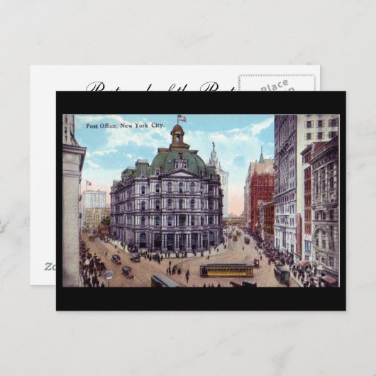 Ancienne carte postale, bureau de poste, New York (Devant / Derrière)