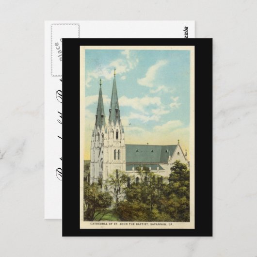 Ancienne carte postale, Cathédrale, Savannah, Géor (Devant / Derrière)