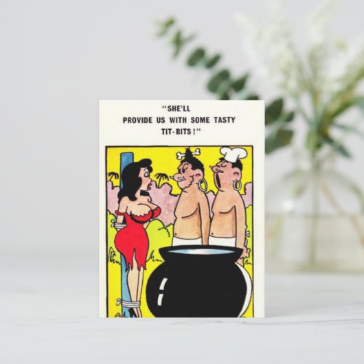 Ancienne carte postale comique (Debout devant)