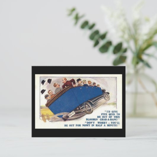 Ancienne carte postale comique - Char-a-banc (Debout devant)