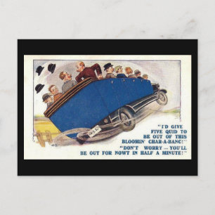 Ancienne carte postale comique - Char-a-banc