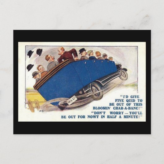 Ancienne carte postale comique - Char-a-banc (Devant)