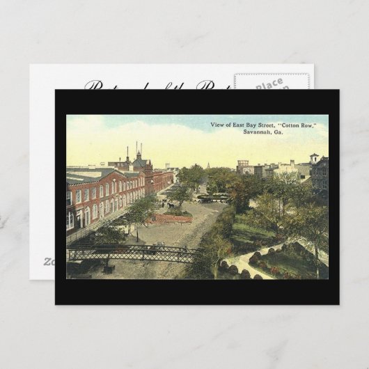 Ancienne carte postale, Cotton Row, Savannah, Géor (Devant / Derrière)