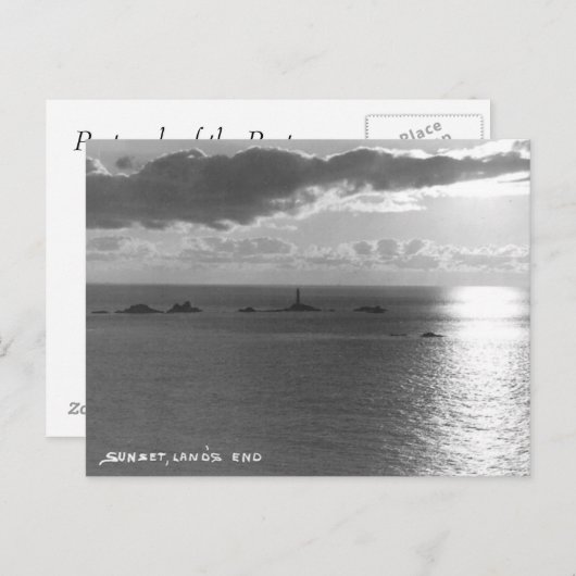 Ancienne carte postale - Coucher de soleil, Fin de (Devant / Derrière)