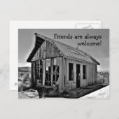 Ancienne carte postale d'amitié de cabane abandonn (Devant / Derrière)