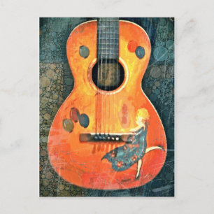 Ancienne carte postale de guitare acoustique