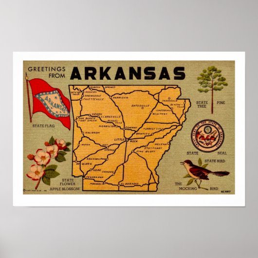 Ancienne carte postale de l'Arkansas en impression (Devant)