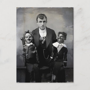 Ancienne carte postale de poupées ventriloquistes 