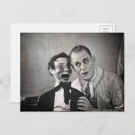 Ancienne carte postale Déplaisante Ventriloquiste (Devant / Derrière)
