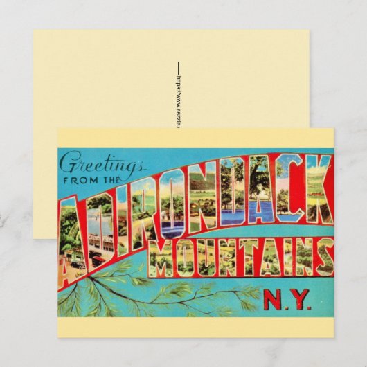Ancienne carte postale des montagnes Adirondack (Devant / Derrière)