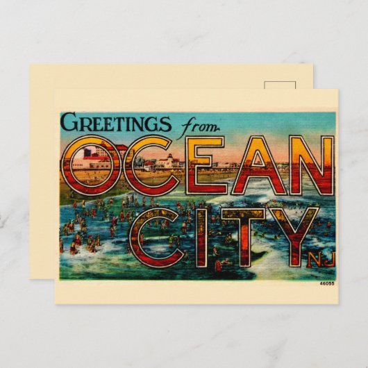 Ancienne carte postale d'Ocean City NJ (Devant / Derrière)