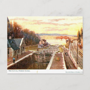 Ancienne carte postale - Écluses du canal Rideau,