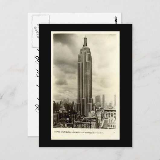 Ancienne carte postale, Empire State Building, New (Devant / Derrière)