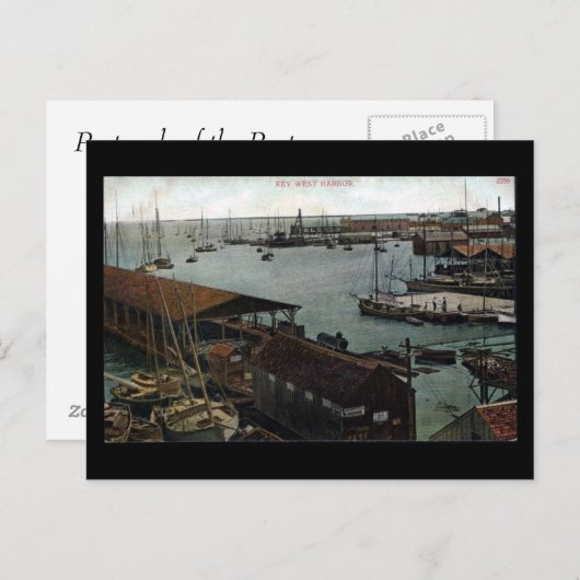 Ancienne carte postale - Floride, Key West Harbour (Devant / Derrière)