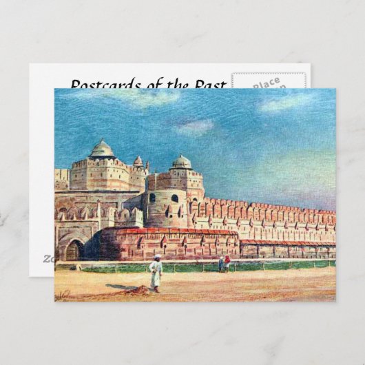 Ancienne carte postale - Fort Agra, Inde (Devant / Derrière)