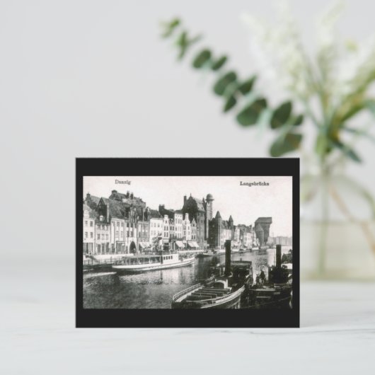 Ancienne carte postale, Gdansk/Danzig, Langebrucke (Debout devant)