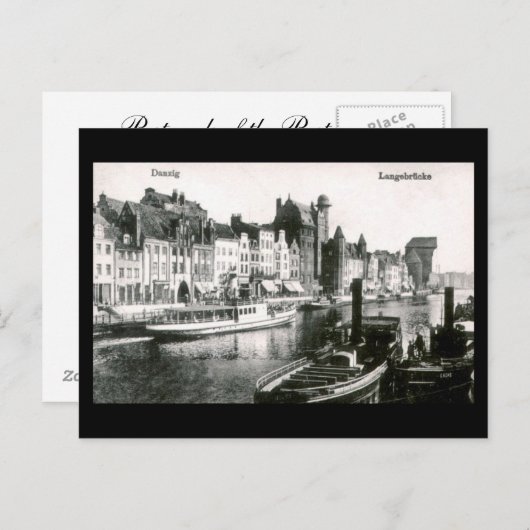 Ancienne carte postale, Gdansk/Danzig, Langebrucke (Devant / Derrière)