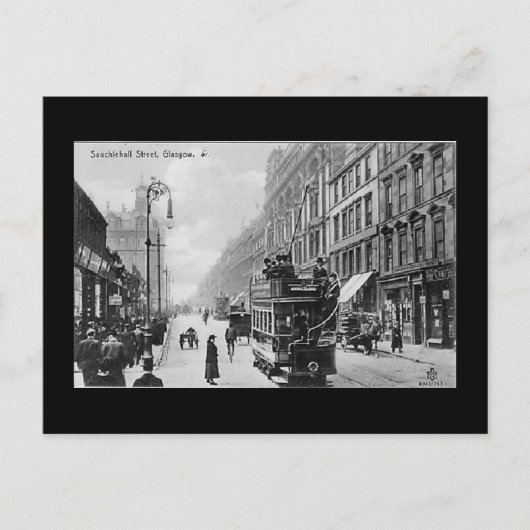 Ancienne carte postale, Glasgow, rue Sauchiehall (Devant)