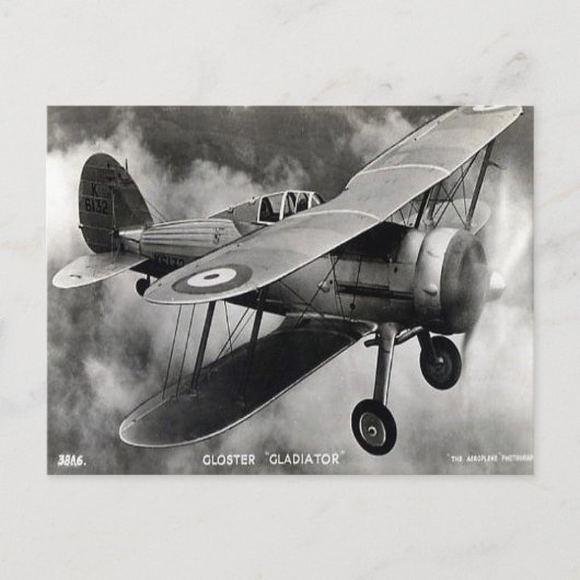 Ancienne carte postale - Gloster "Gladiator" (Devant)