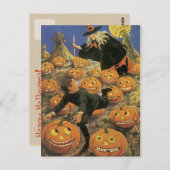 Ancienne carte postale Halloween, Técherie rétro (Devant / Derrière)