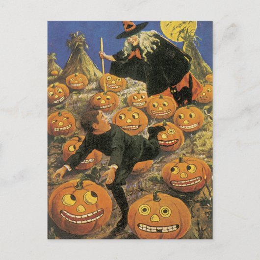 Ancienne carte postale Halloween, Técherie rétro (Devant)
