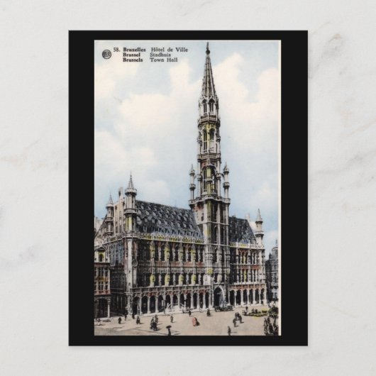 Ancienne carte postale - Hôtel de ville de Bruxell (Devant)