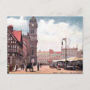 Ancienne carte postale - Hôtel de ville, Derby