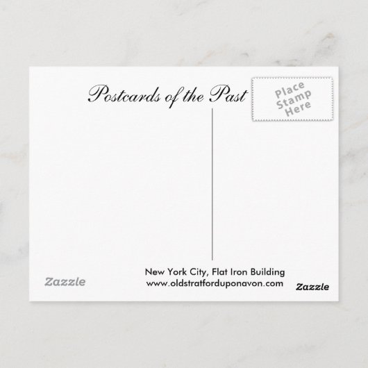 Ancienne carte postale, immeuble en fer plat, New (Dos)