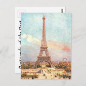 Ancienne carte postale - La Tour Eiffel, Paris (Devant / Derrière)