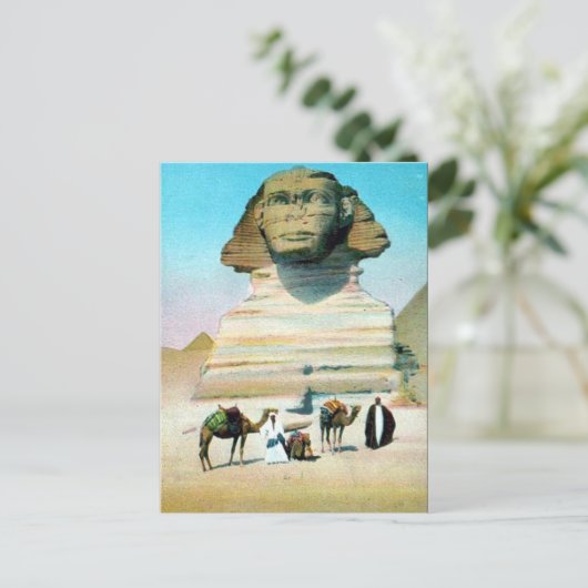 Ancienne carte postale - Le Caire, le Sphinx (Debout devant)