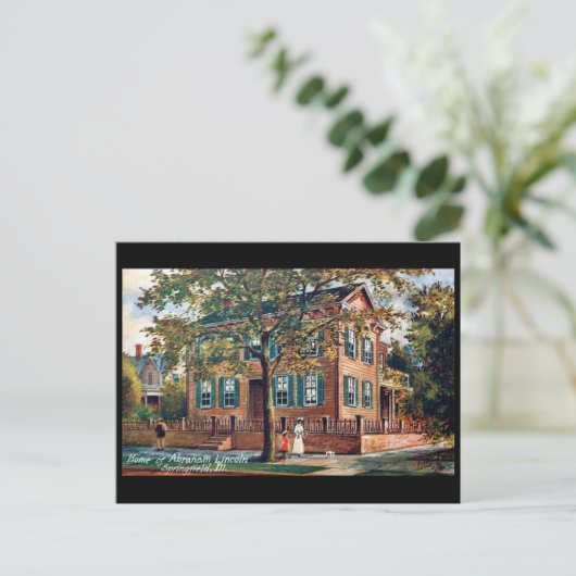 Ancienne carte postale - Lincoln's House, Springfi (Debout devant)