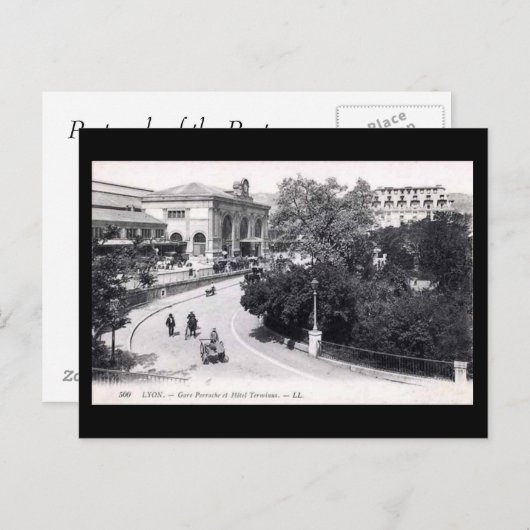 Ancienne carte postale - Lyon, Gare Perrache (Devant / Derrière)